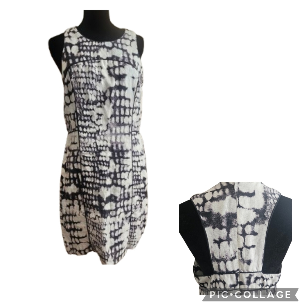 Cynthia Rowley Black and White Sheath Dress 100% Linen
